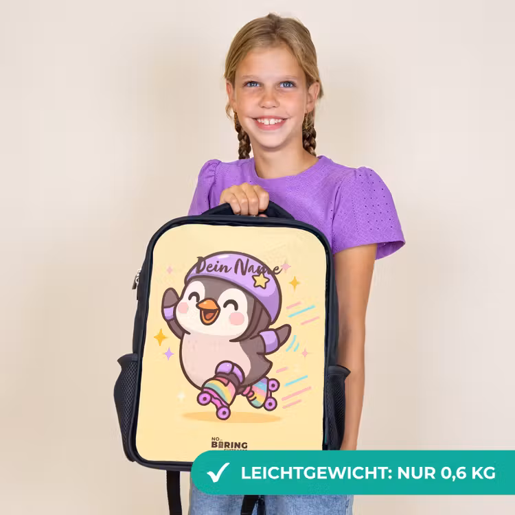 Kinderrucksack - Schwarz - Kawai - Pinguin - Schlittschuhe — 7