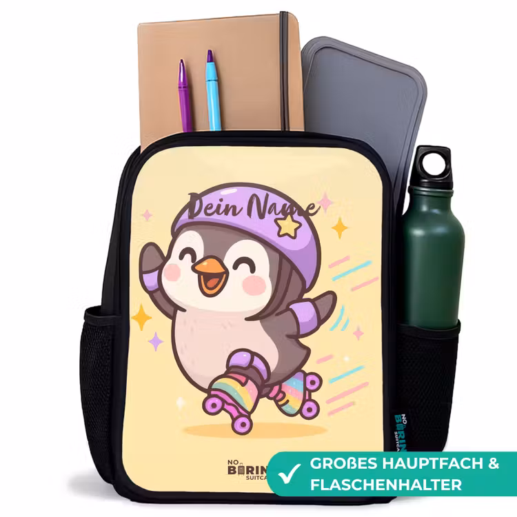 Kinderrucksack - Schwarz - Kawai - Pinguin - Schlittschuhe — 8