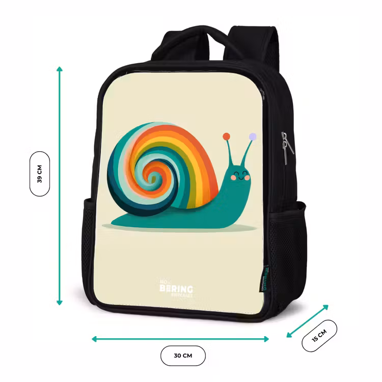 Kinderrucksack - Schwarz - Schnecke - Regenbogen - Farbenfroh — 6