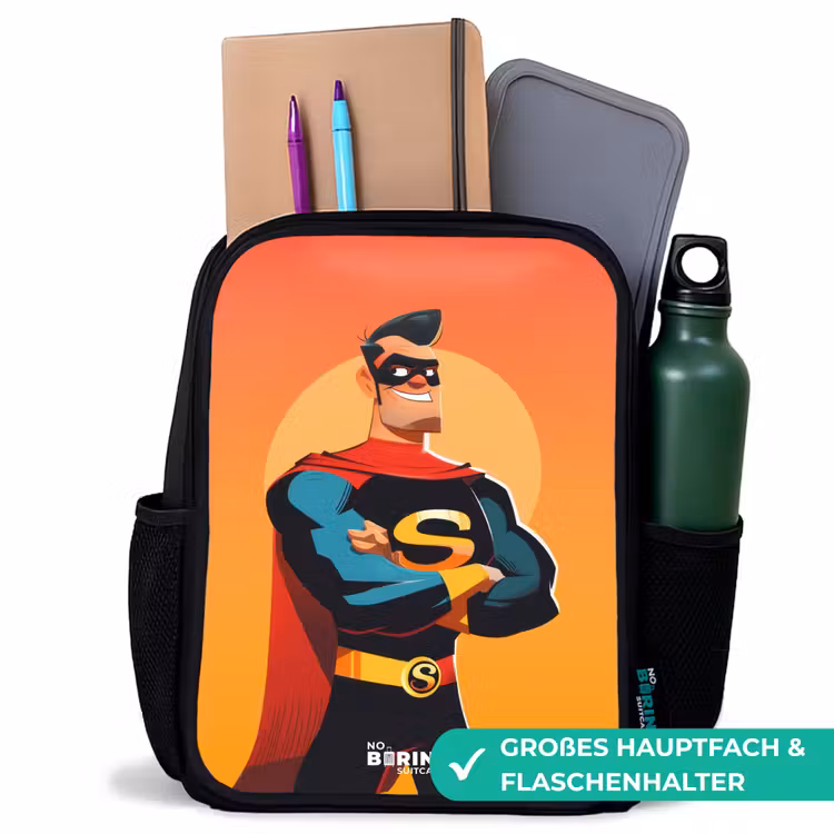 Kinderrucksack - Schwarz - Sonnige Superheldin — 8
