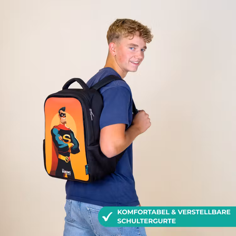 Kinderrucksack - Schwarz - Sonnige Superheldin — 9