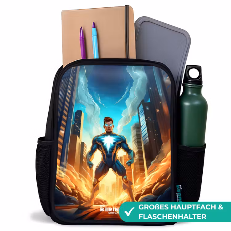 Kinderrucksack - Schwarz - Stadt-Superheld — 8