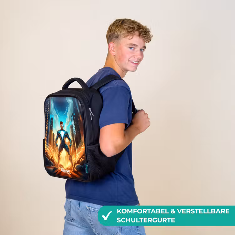 Kinderrucksack - Schwarz - Stadt-Superheld — 9