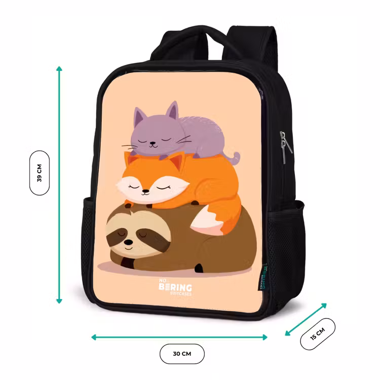 Kinderrucksack - Schwarz - Tiere - Schlafen - Gemeinsam — 6