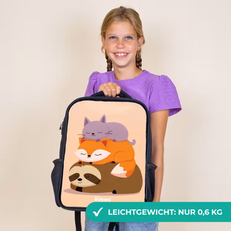 Kinderrucksack - Schwarz - Tiere - Schlafen - Gemeinsam — 7