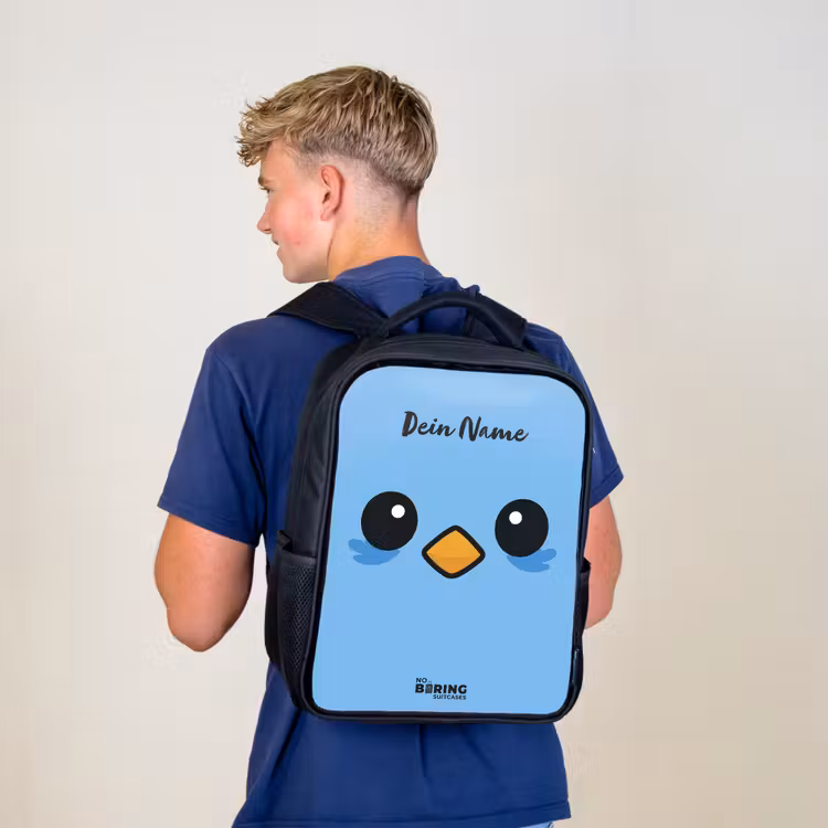 Kinderrucksack - Schwarz - Kawai - Vogel - Blau — 3