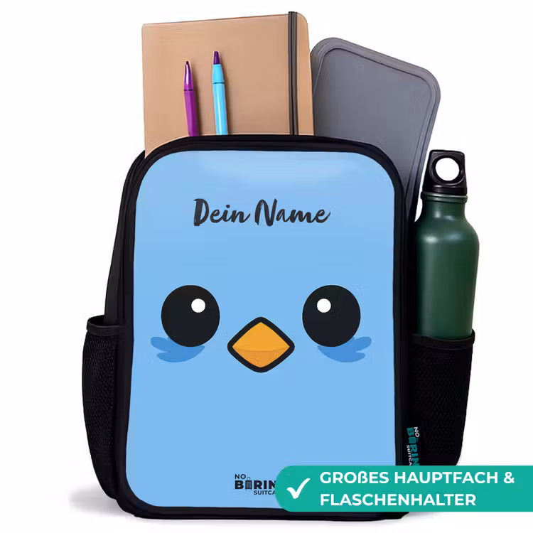 Kinderrucksack - Schwarz - Kawai - Vogel - Blau — 8