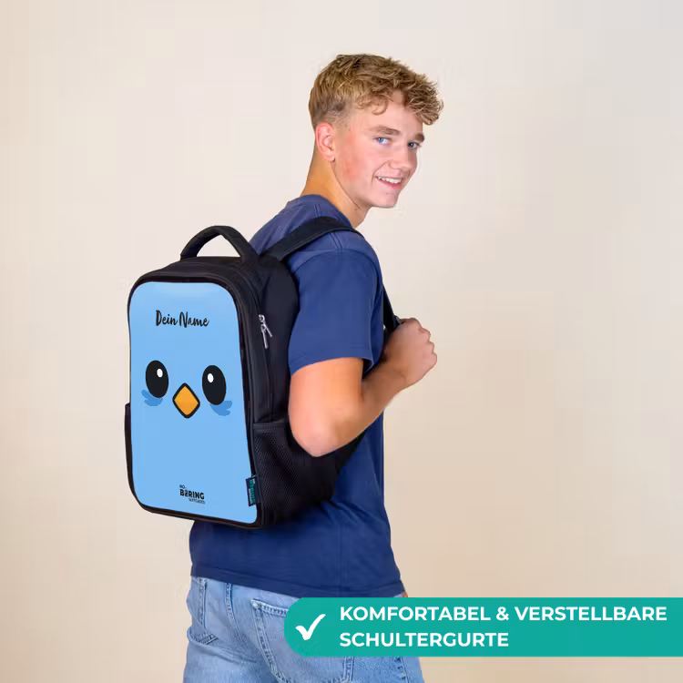 Kinderrucksack - Schwarz - Kawai - Vogel - Blau — 9