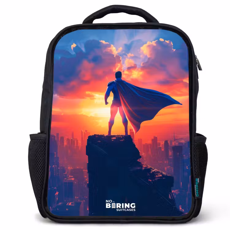 Kinderrucksack - Schwarz - Wolkenkratzer-Superheld — 1