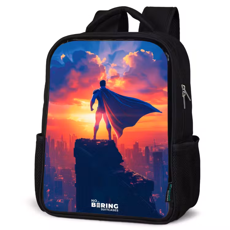 Kinderrucksack - Schwarz - Wolkenkratzer-Superheld — 4