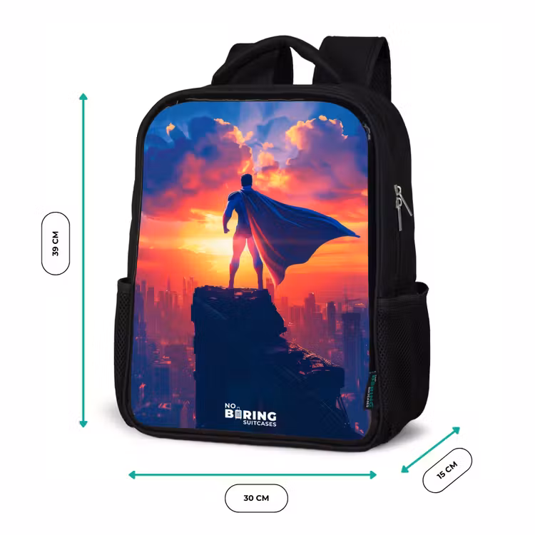 Kinderrucksack - Schwarz - Wolkenkratzer-Superheld — 6