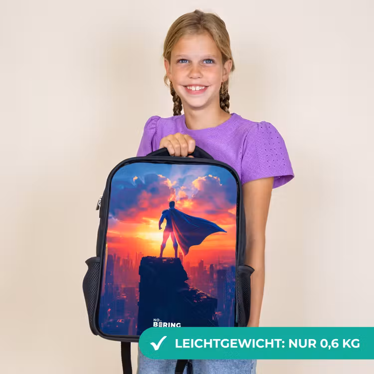 Kinderrucksack - Schwarz - Wolkenkratzer-Superheld — 7