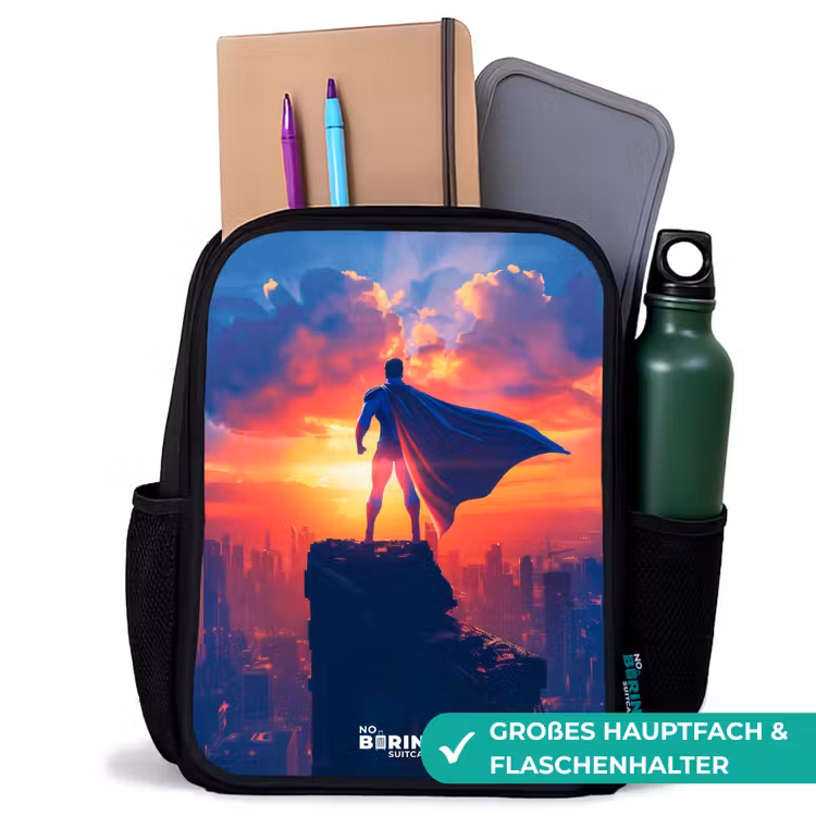 Kinderrucksack - Schwarz - Wolkenkratzer-Superheld — 8