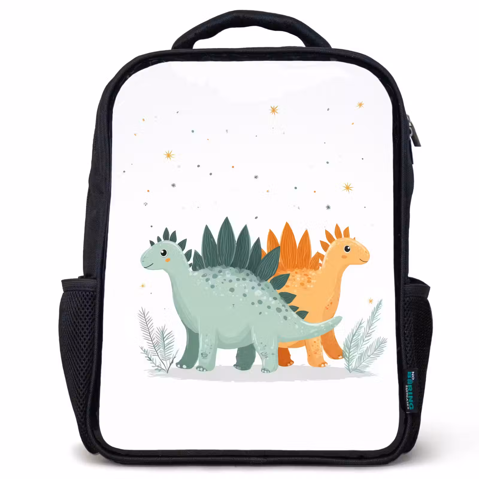 Kinderrucksack - Schwarz - Pflanzen - Sterne - Dinosaurier - Orange — 1
