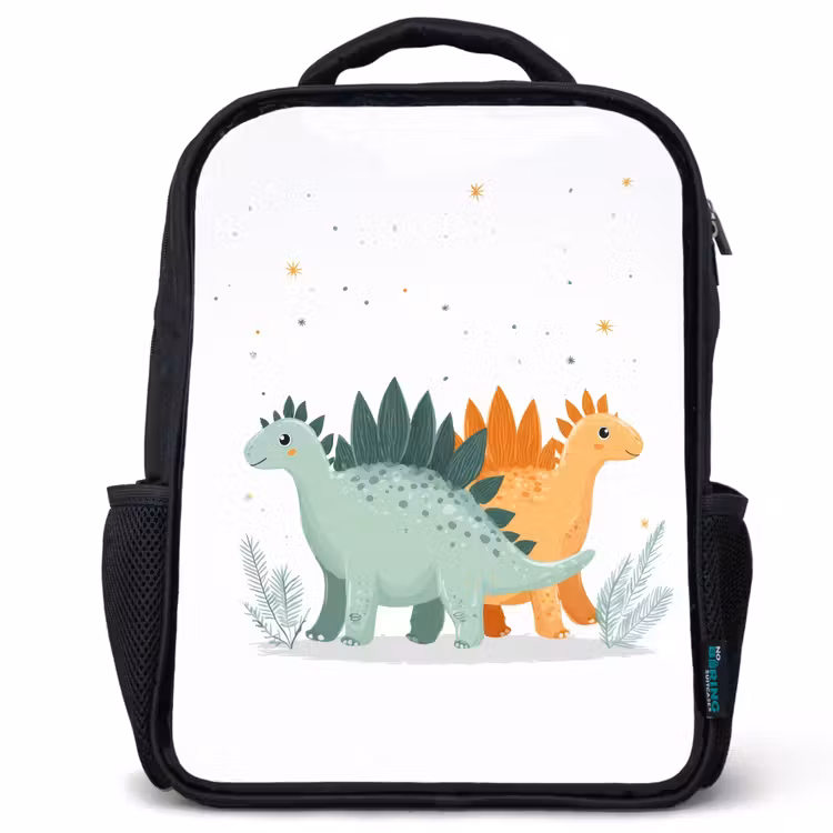 Kinderrucksack - Schwarz - Pflanzen - Sterne - Dinosaurier - Orange — 1