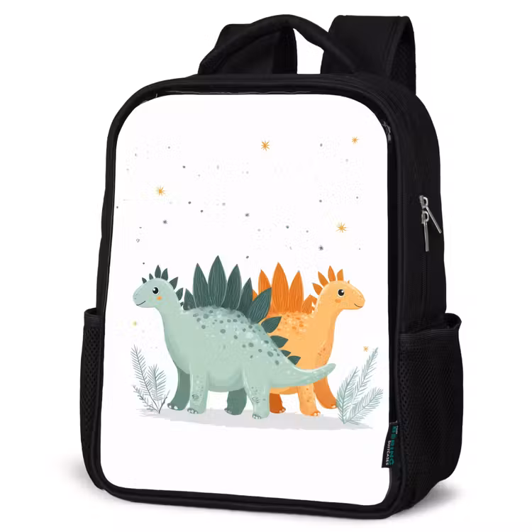 Kinderrucksack - Schwarz - Pflanzen - Sterne - Dinosaurier - Orange — 4