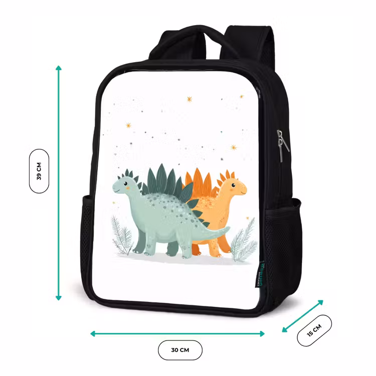 Kinderrucksack - Schwarz - Pflanzen - Sterne - Dinosaurier - Orange — 6