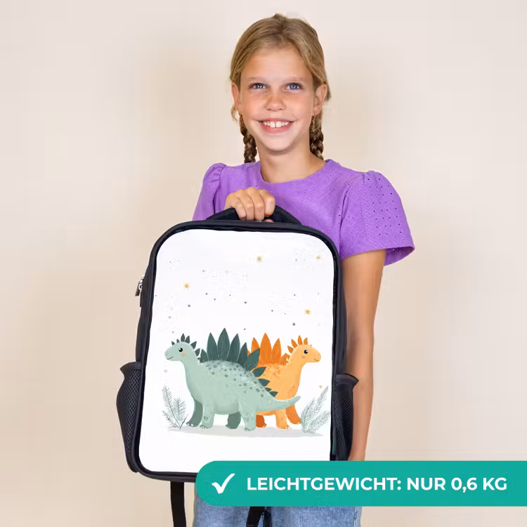 Kinderrucksack - Schwarz - Pflanzen - Sterne - Dinosaurier - Orange — 7