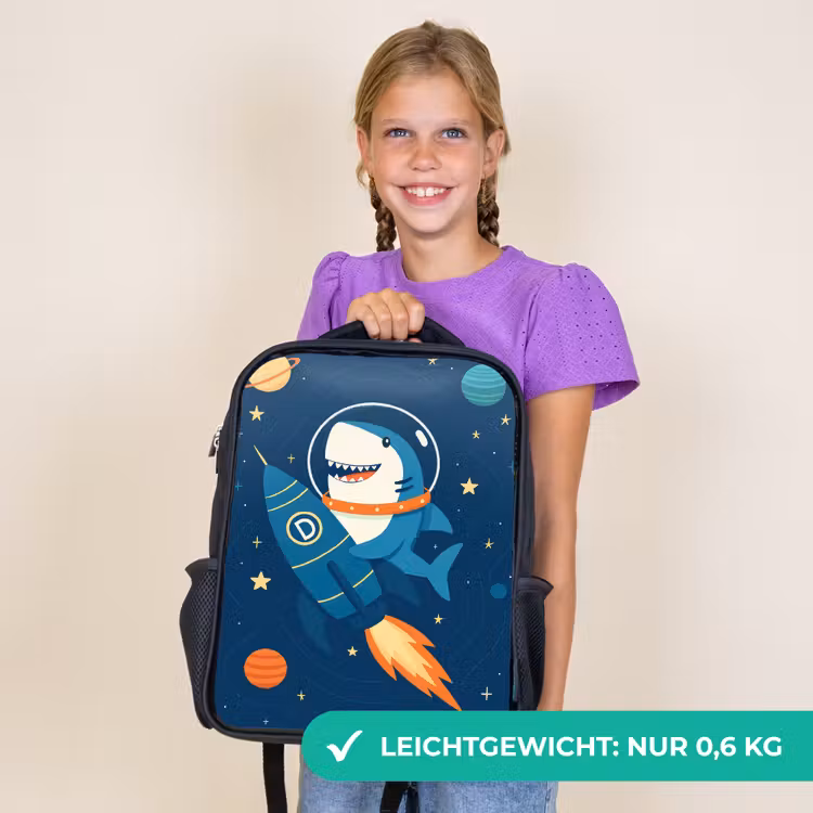 Kinderrucksack - Schwarz - Rakete - Hai - Weltraum — 7