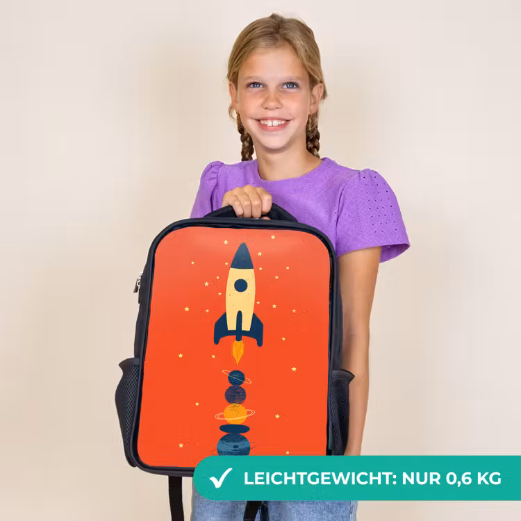 Kinderrucksack - Schwarz - Rakete - Planeten - Rot — 7
