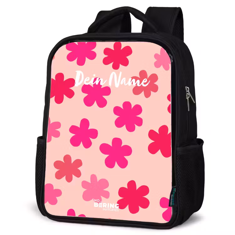 Kinderrucksack - Schwarz - Rosa Blumen — 4