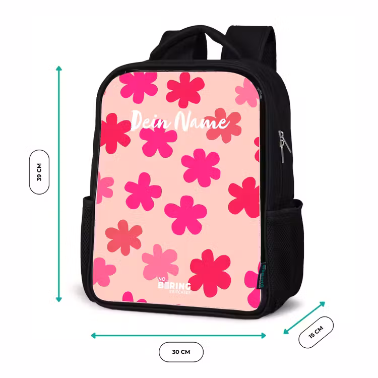 Kinderrucksack - Schwarz - Rosa Blumen — 6