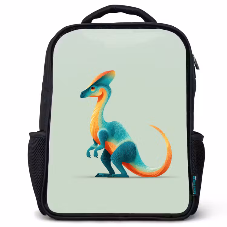 Kinderrucksack - Schwarz - Schwanz - Dino - Minimalistisch - Blau — 1