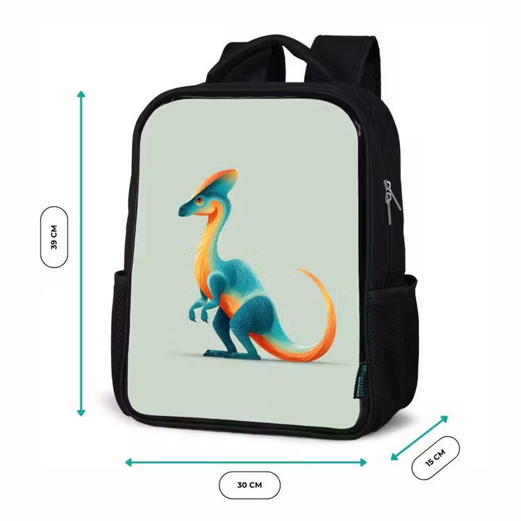 Kinderrucksack - Schwarz - Schwanz - Dino - Minimalistisch - Blau — 6