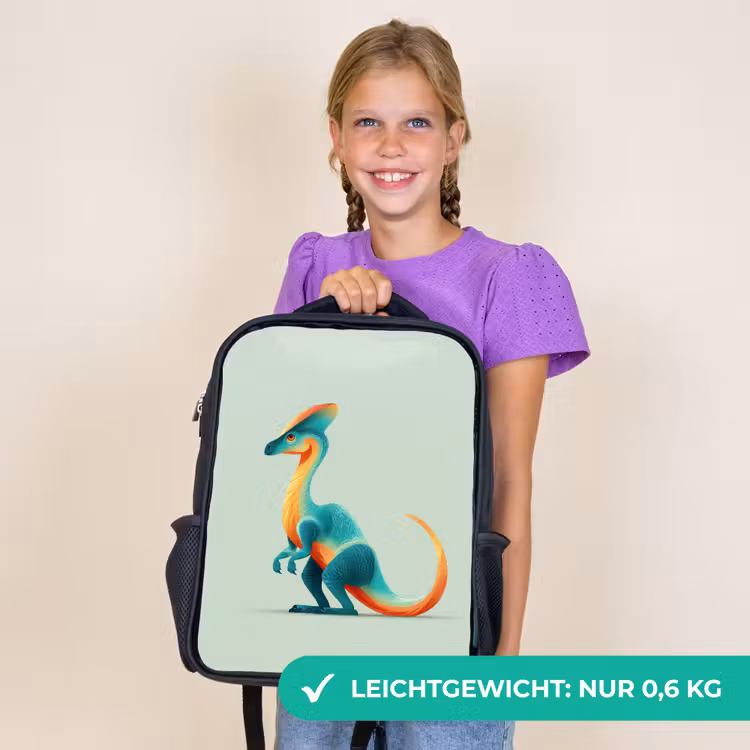 Kinderrucksack - Schwarz - Schwanz - Dino - Minimalistisch - Blau — 7