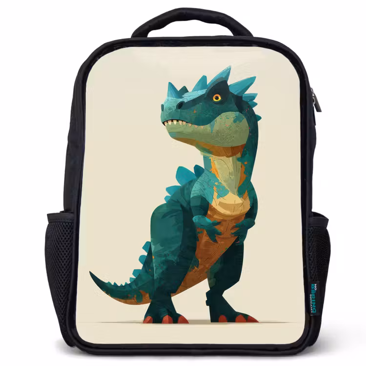 Kinderrucksack - Schwarz - Stacheln - Dino - Blau - Muskulös — 1