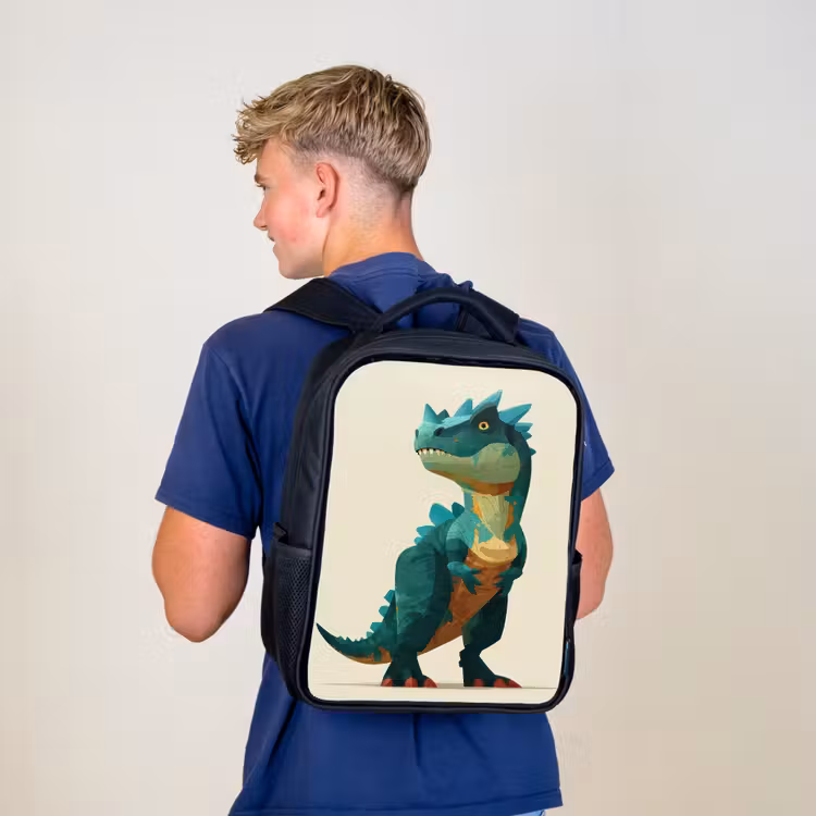 Kinderrucksack - Schwarz - Stacheln - Dino - Blau - Muskulös — 3
