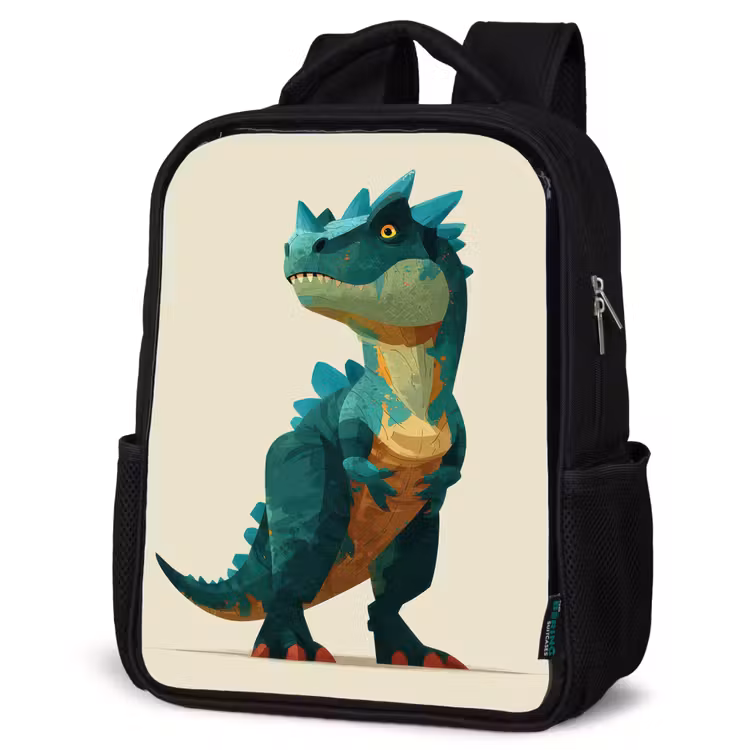 Kinderrucksack - Schwarz - Stacheln - Dino - Blau - Muskulös — 4