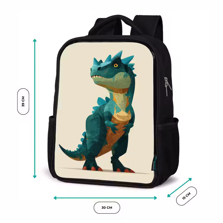 Kinderrucksack - Schwarz - Stacheln - Dino - Blau - Muskulös — 6