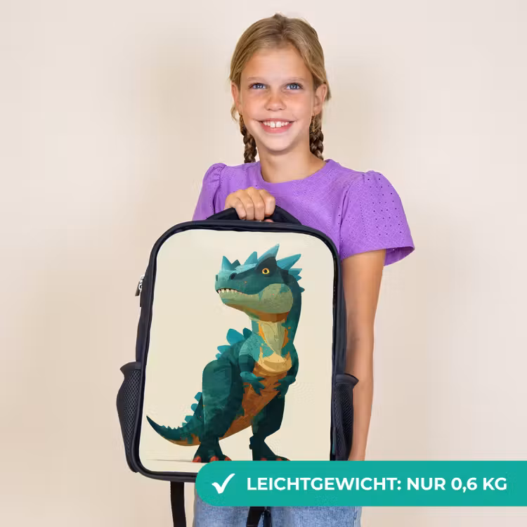 Kinderrucksack - Schwarz - Stacheln - Dino - Blau - Muskulös — 7