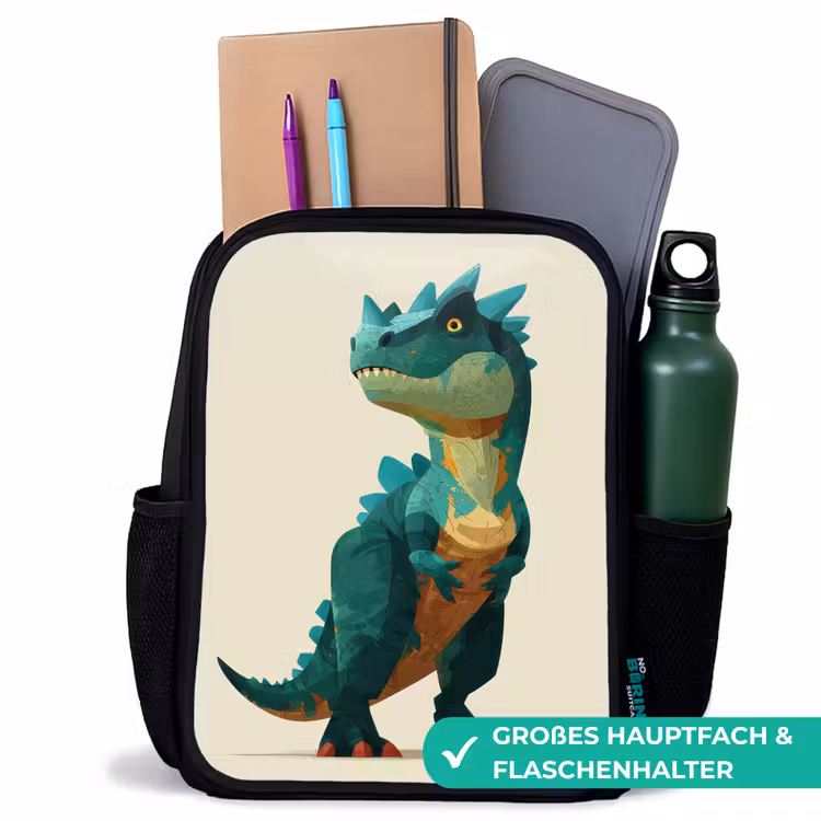 Kinderrucksack - Schwarz - Stacheln - Dino - Blau - Muskulös — 8