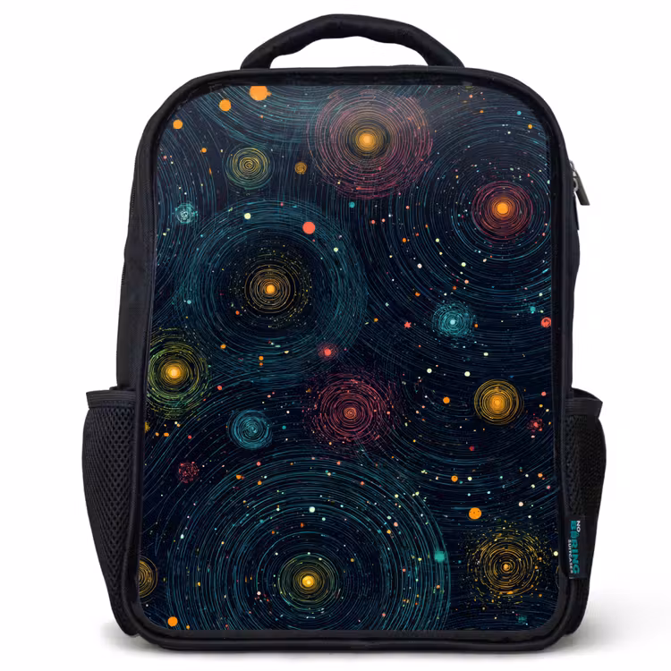 Kinderrucksack - Schwarz - Sterne - Bunt - Leuchtende Kerne — 1