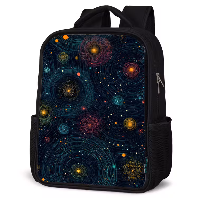Kinderrucksack - Schwarz - Sterne - Bunt - Leuchtende Kerne — 4