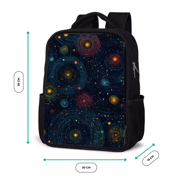Kinderrucksack - Schwarz - Sterne - Bunt - Leuchtende Kerne — 6