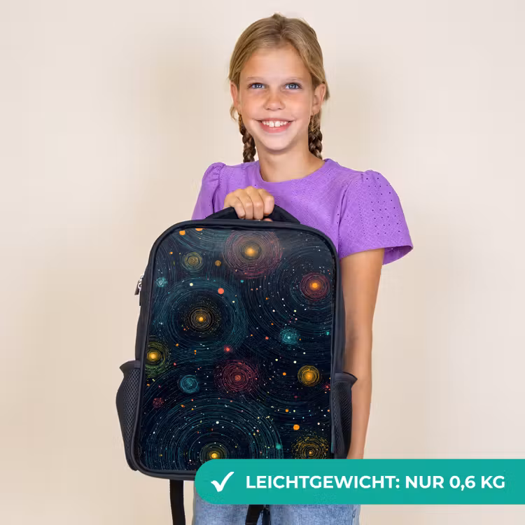 Kinderrucksack - Schwarz - Sterne - Bunt - Leuchtende Kerne — 7