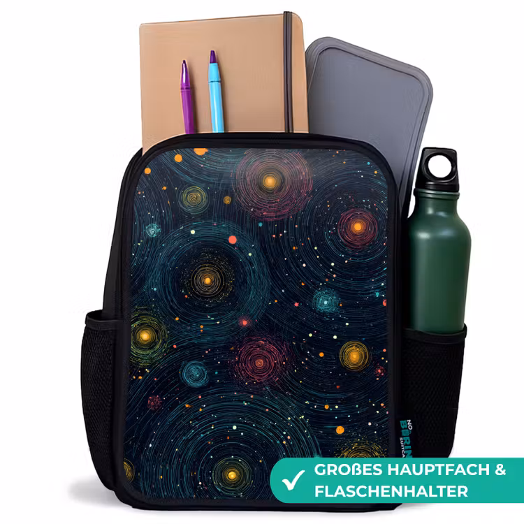 Kinderrucksack - Schwarz - Sterne - Bunt - Leuchtende Kerne — 8