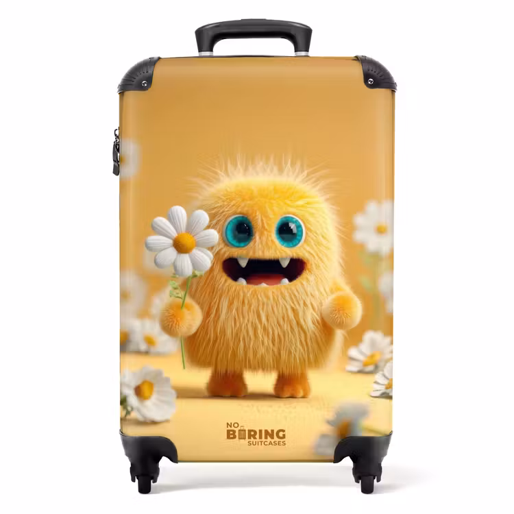Koffer - Fröhliches flauschiges Monster mit Blume — 1