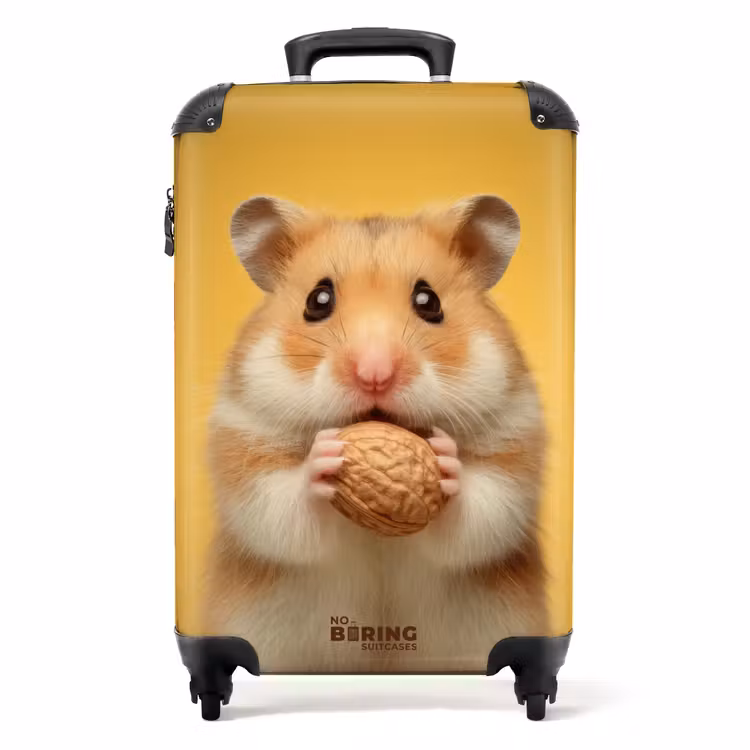 Koffer - Hamster mit einer Nuss auf gelbem Hintergrund — 1
