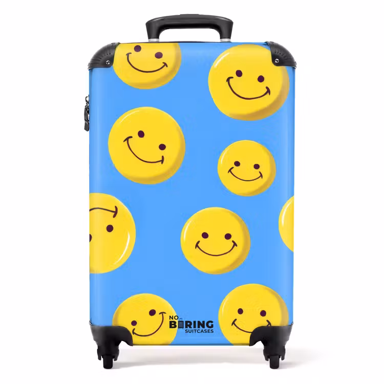 Koffer - Smiley-Gesichter auf blauem Hintergrund — 1