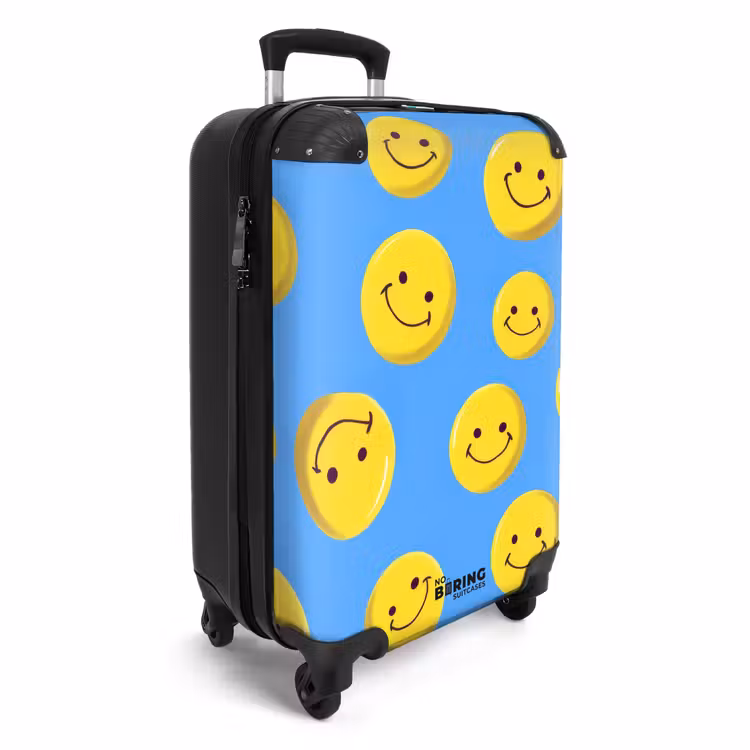Koffer - Smiley-Gesichter auf blauem Hintergrund — 2