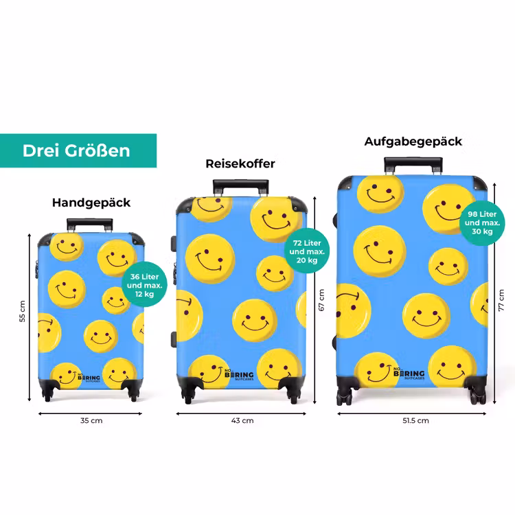 Koffer - Smiley-Gesichter auf blauem Hintergrund — 3