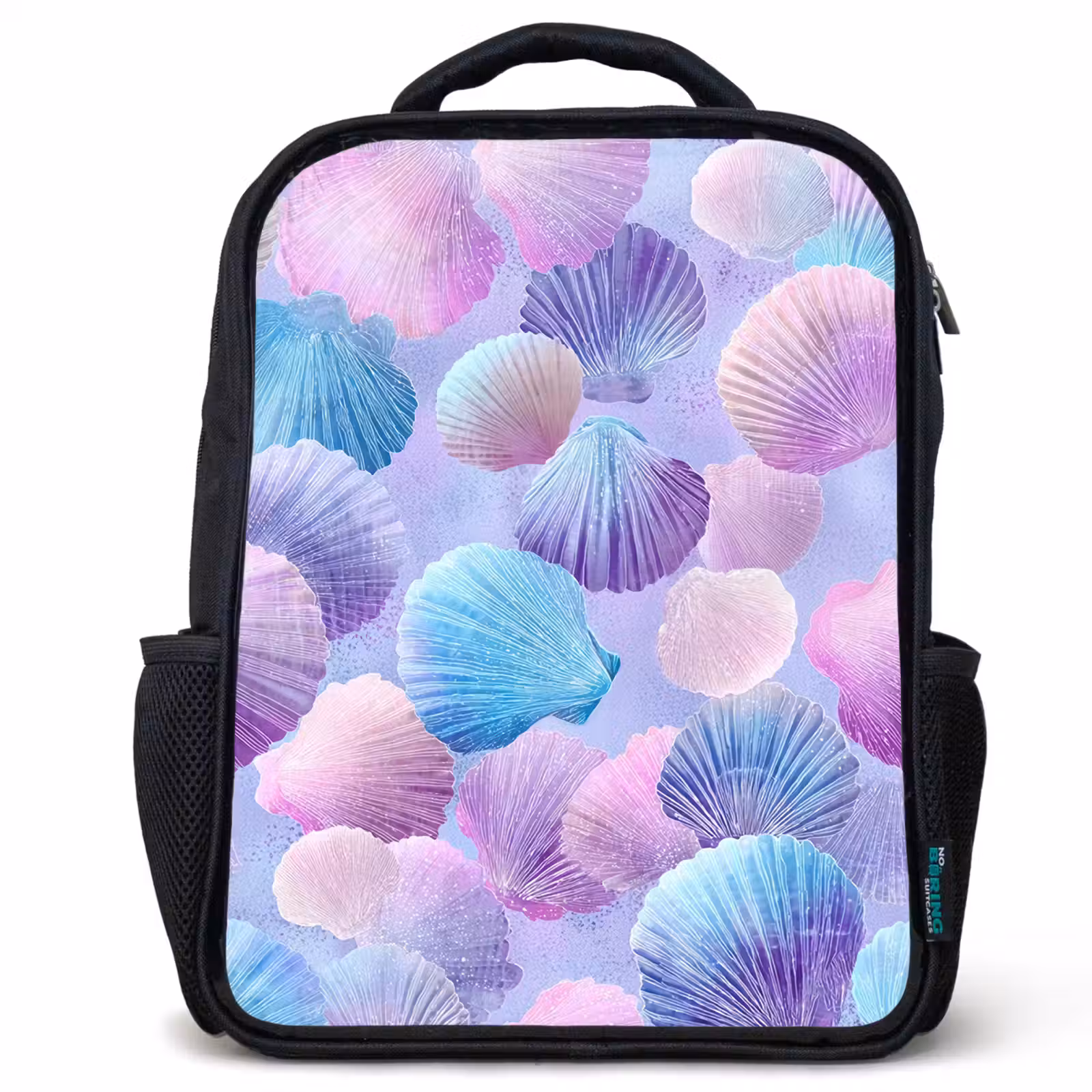 Kinderrucksack - Schwarz - Muscheln - Lila - Blau - Muster — 1