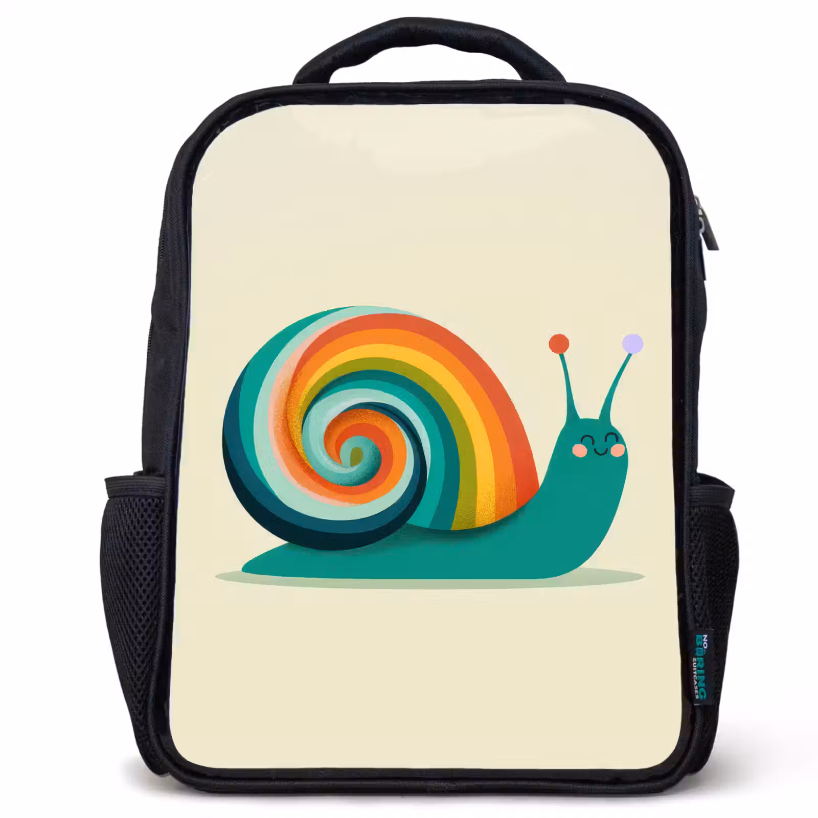 Kinderrucksack - Schwarz - Schnecke - Regenbogen-Schild - Grün — 1