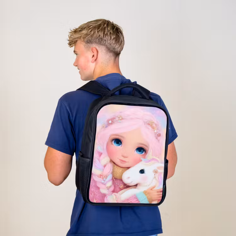 Kinderrucksack - Schwarz - Mädchen - Einhorn - Rosa — 3