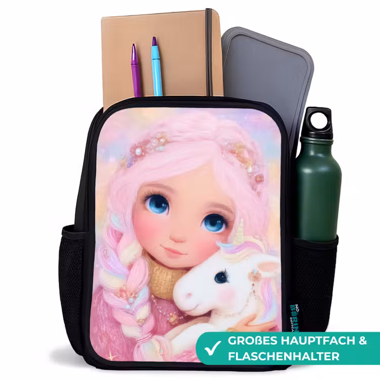 Kinderrucksack - Schwarz - Mädchen - Einhorn - Rosa — 8