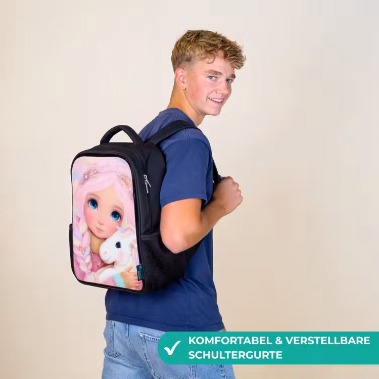Kinderrucksack - Schwarz - Mädchen - Einhorn - Rosa — 9